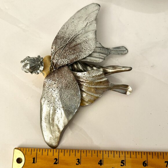 Silver Butterfly Fairies Pearl Set (5) Christmas Ornament Resin Holiday RARE - Picture 13 of 16